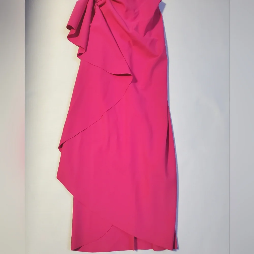 NWT$1,090 Chiara Boni Glicheria Pink Pleated Strapless Ruffle Gown Dress Sz 4 - Picture 10 of 16